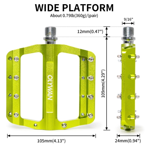 Mountain Bike Pedals MTB Bicycle Platform Bicycle Flat Pedals 9/16" CNC Alloy Durable Bearing Pedals for Most Bikes BMX MTB Road Bicycle
