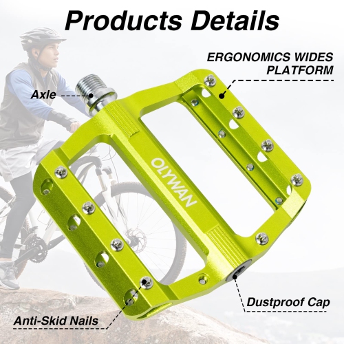Mountain Bike Pedals MTB Bicycle Platform Bicycle Flat Pedals 9/16" CNC Alloy Durable Bearing Pedals for Most Bikes BMX MTB Road Bicycle