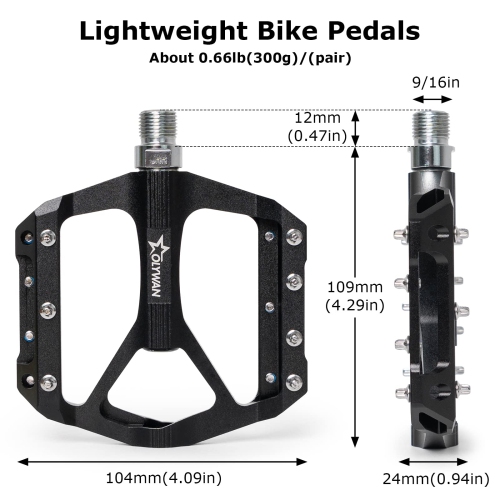 Mountain Bike Pedals MTB Bicycle Platform Bicycle Flat Pedals 9/16" CNC Alloy Durable Bearing Pedals for Most Bikes BMX MTB Road Bicycle