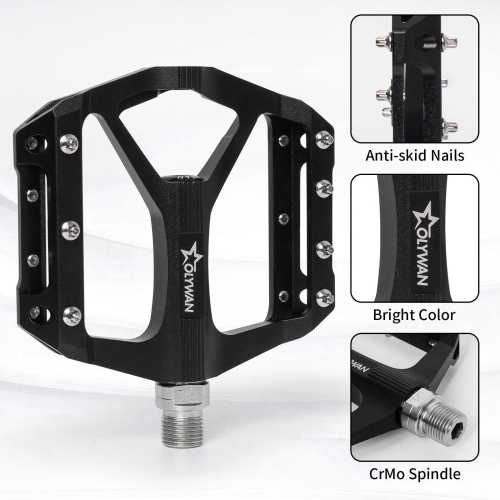 Mountain Bike Pedals MTB Bicycle Platform Bicycle Flat Pedals 9/16" CNC Alloy Durable Bearing Pedals for Most Bikes BMX MTB Road Bicycle
