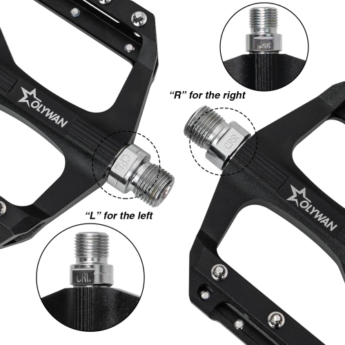 Mountain Bike Pedals MTB Bicycle Platform Bicycle Flat Pedals 9/16" CNC Alloy Durable Bearing Pedals for Most Bikes BMX MTB Road Bicycle
