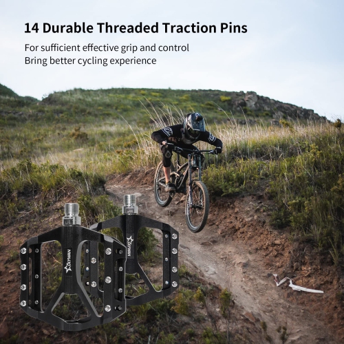 Mountain Bike Pedals MTB Bicycle Platform Bicycle Flat Pedals 9/16" CNC Alloy Durable Bearing Pedals for Most Bikes BMX MTB Road Bicycle