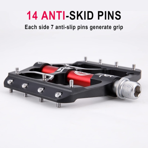 Road/Mountain Bike Pedals - 3 Bearings 9/16” Aluminum Alloy Bicycle Pedals - Mountain Bike Pedal with Removable Anti-Skid Nails …
