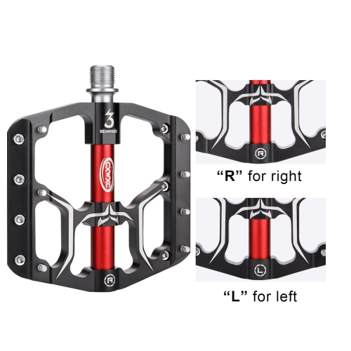 Road/Mountain Bike Pedals - 3 Bearings 9/16” Aluminum Alloy Bicycle Pedals - Mountain Bike Pedal with Removable Anti-Skid Nails …