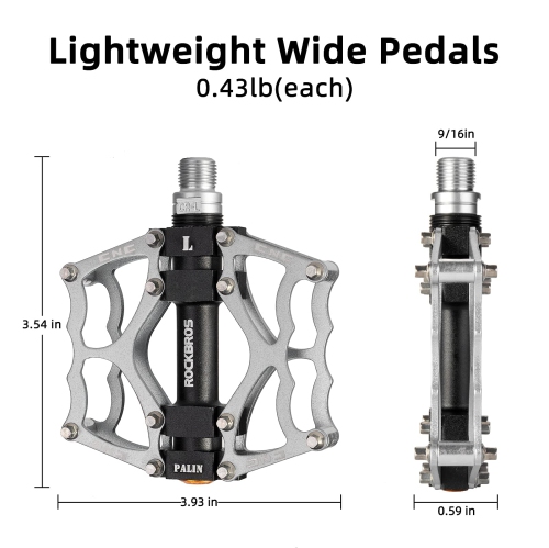 Mountain Bike Pedals Non-Slip MTB Pedals Durable Lightweight Aluminum Alloy Bicycle Pedals for Mountain Bikes Commuter Bike Leisure Bikes 9/16"