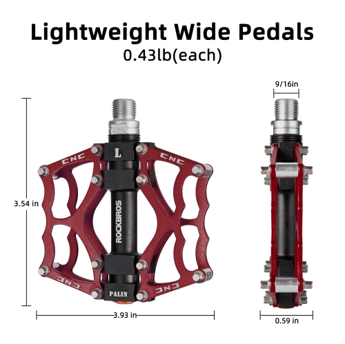 Mountain Bike Pedals Non-Slip MTB Pedals Durable Lightweight Aluminum Alloy Bicycle Pedals for Mountain Bikes Commuter Bike Leisure Bikes 9/16"