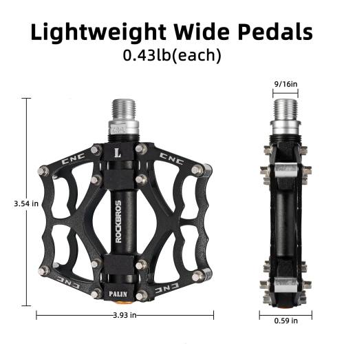 Mountain Bike Pedals Non-Slip MTB Pedals Durable Lightweight Aluminum Alloy Bicycle Pedals for Mountain Bikes Commuter Bike Leisure Bikes 9/16"