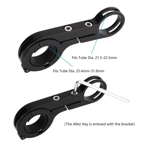Bike Handlebar Extender, Lightweight Durable Aluminum Alloy Double Bicycle Handlebar Extension Bracket for Holding Motorcycle E-Bike Lamp Speedometer