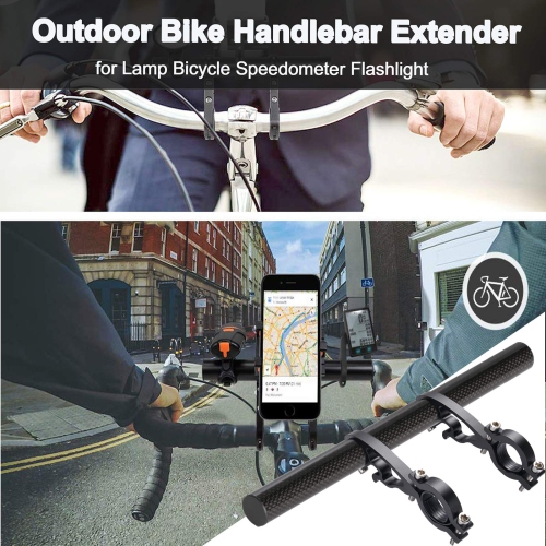 Bike Handlebar Extender, Lightweight Durable Aluminum Alloy Double Bicycle Handlebar Extension Bracket for Holding Motorcycle E-Bike Lamp Speedometer