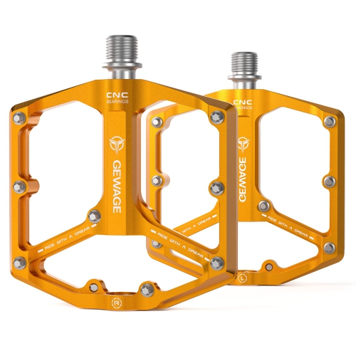 HLD  Road/mountain Bike Pedals - 3 Bearings Bicycle Pedals - 9/16” Cnc Machined Flat Pedals With Removable Anti-Skid Nails