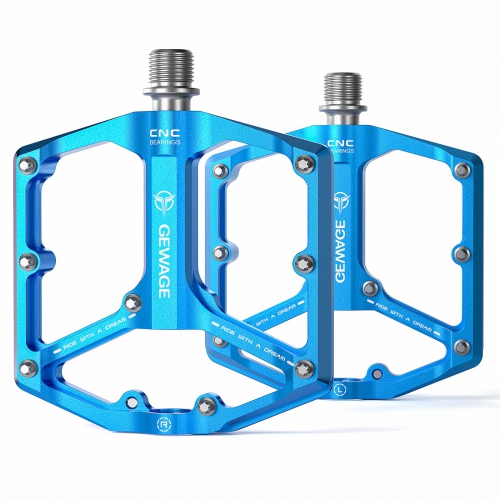 HLD  Road/mountain Bike Pedals - 3 Bearings Bicycle Pedals - 9/16” Cnc Machined Flat Pedals With Removable Anti-Skid Nails