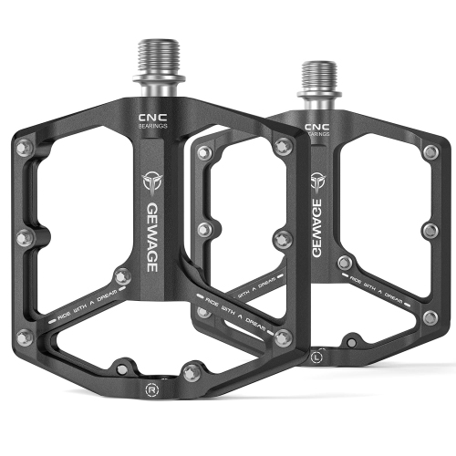 HLD  Road/mountain Bike Pedals - 3 Bearings Bicycle Pedals - 9/16” Cnc Machined Flat Pedals With Removable Anti-Skid Nails