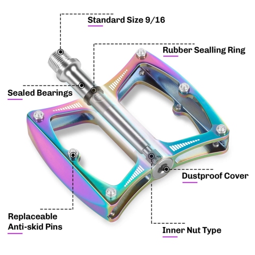 Mountain Bike Pedals MTB Pedals 9/16 Inch Sealed Bearing Lightweight Aluminum Alloy Bicycle Platform Flat Pedals for Road Bike BMX