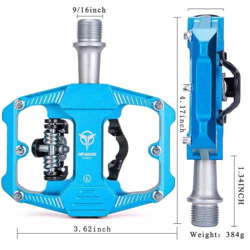 Mountain Bike Pedals - Dual Function Flat and Clipless Pedal - 3 Sealed Bearing Platform Pedals Clipless Compatible, Bicycle Pedals for BMX Spin