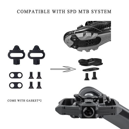 Mountain Bike Pedals - Dual Function Flat and Clipless Pedal - 3 Sealed Bearing Platform Pedals Clipless Compatible, Bicycle Pedals for BMX Spin