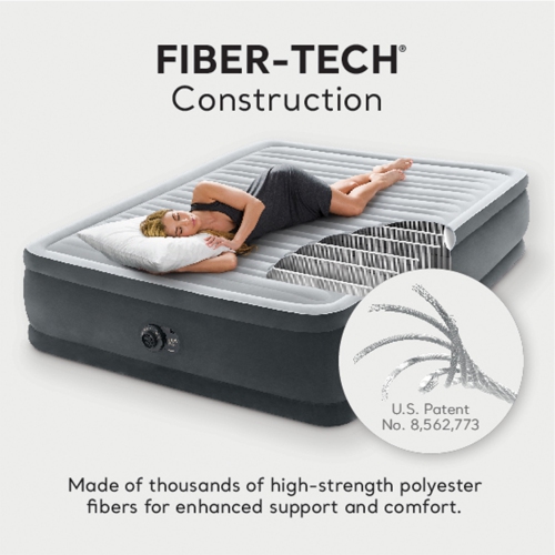 Dura-Beam Deluxe Comfort-Plush Air Mattress 18" Queen w/ Built-In Electric Pump