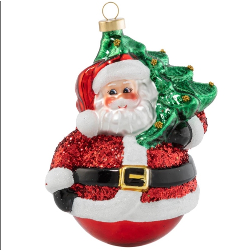 Santa and Yule Tree Delivery Christmas Ornament - 4.5"