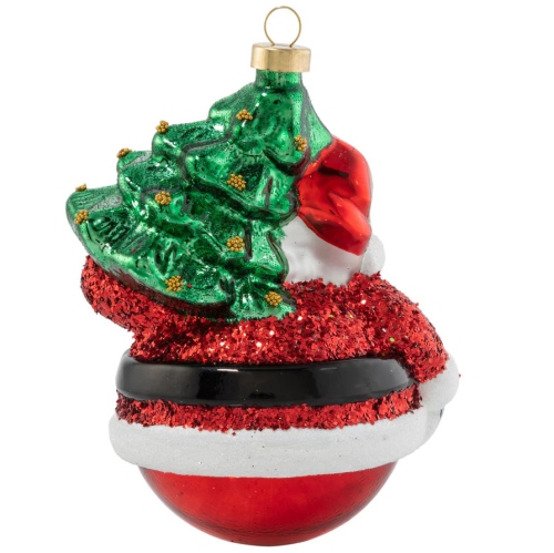 Santa and Yule Tree Delivery Christmas Ornament - 4.5"