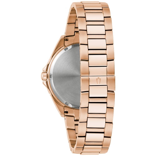 Montre à quartz pour hommes Phantom de Bulova 40 mm avec boîtier et bracelet en acier inoxydable rose doré et cadran noir