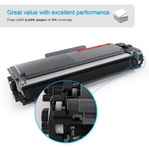 2 Pack Compatible TN-660 TN660 / TN630 TN-630 Black High Yield BK Toner Cartridges for Brother DCP-L2520DW, DCP-L2540DW, HL-L2300D, HL-L2305W