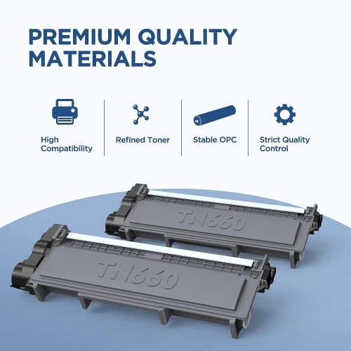 2 Pack Compatible TN-660 TN660 / TN630 TN-630 Black High Yield BK Toner Cartridges for Brother DCP-L2520DW, DCP-L2540DW, HL-L2300D, HL-L2305W