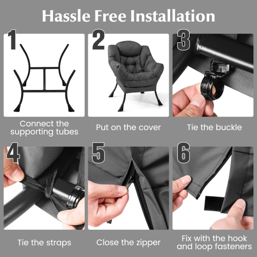 Topbuy Lazy Chair with Ottoman Modern Leisure Reading Chair with Pillow Armrests Side Pocket & Footrest Beige/Grey/Blue