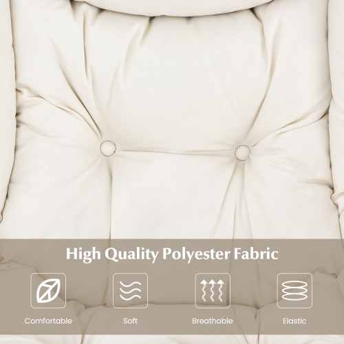 Topbuy Lazy Chair with Ottoman Modern Leisure Reading Chair with Pillow Armrests Side Pocket & Footrest Beige/Grey/Blue