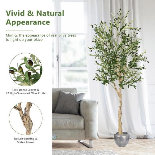 Gymax Artificial Olive Tree 6 FT Tall Faux Olive Plants for Indoor and Outdoor