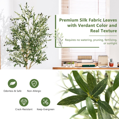 Gymax Artificial Olive Tree 6 FT Tall Faux Olive Plants for Indoor and Outdoor