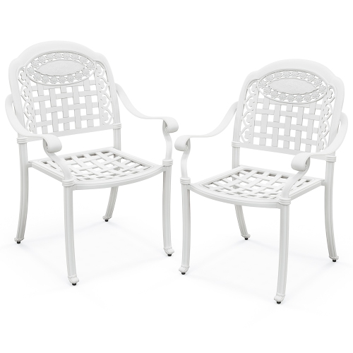 Gymax 2 Pieces Cast aluminum patio chair bistro dining chair outdoor cast aluminum chair