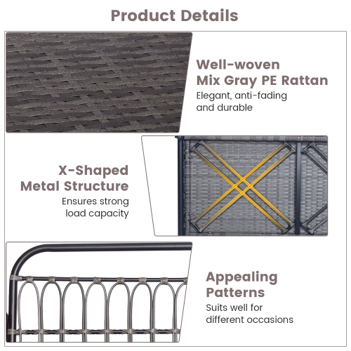 Gymax Outdoor Wicker Porch Swing 2-Person Hanging Seat w/ Seat & Back Cushions Backyard