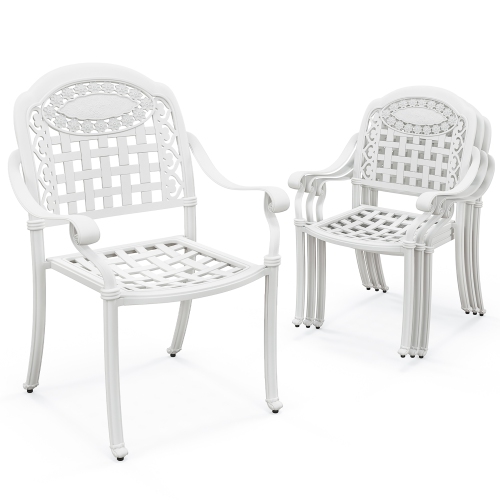 GYMAX  4 Pieces Cast Aluminum Patio Chair Bistro Dining Chair Outdoor Cast Aluminum Chair