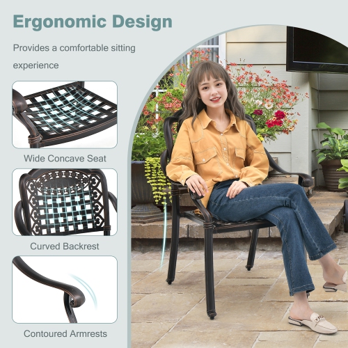 Gymax 4 Pieces Cast aluminum patio chair bistro dining chair outdoor cast aluminum chair