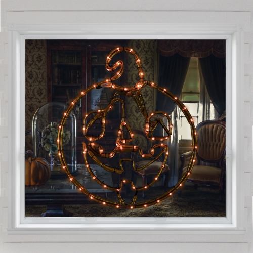Jack-O-Lantern 4 Function LED Lighted Halloween Window Silhouette - 18"