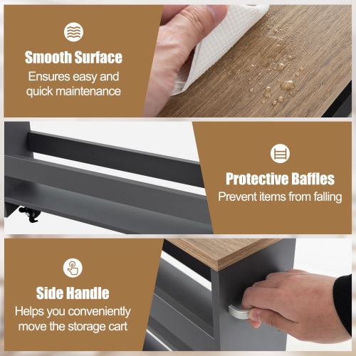 Meuble de rangement mince à roulettes avec poignée de Costway pour cuisine