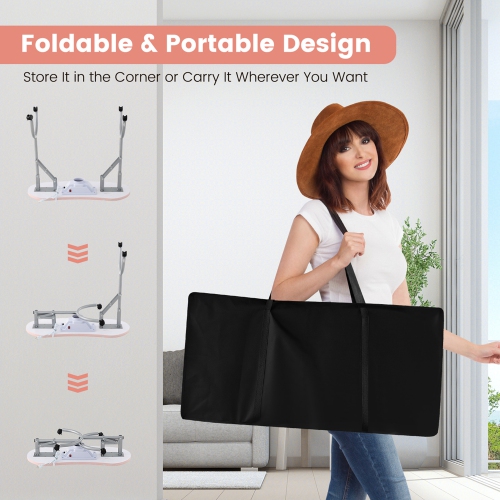 Costway Folding Manicure Table Portable Nail Desk with Dust Collector LED Lamp Carry Bag