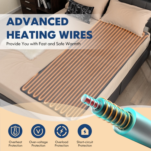 Costway 71" x 30" Heated Mattress Pad Twin, Massage Table Warmer w/5 Heat Settings