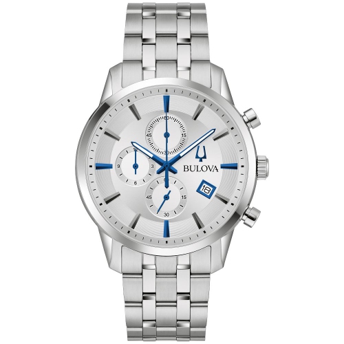 BULOVA WATCH  Bulova Mens Sutton Quartz Watch 41MM Silver-Tone Stainless Steel Case And Bracelet With Silver-White Dial (96B404) In Multicolor