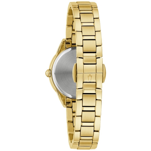 Bulova Ladies Sutton Quartz Watch 28mm Gold-Tone Stainless Steel Case and Bracelet with White Dial