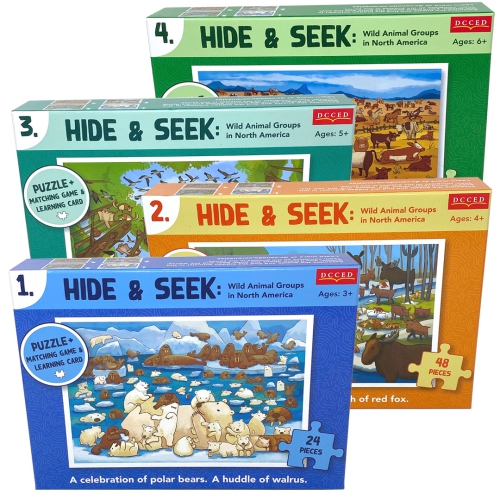 Hide and Seek Animal Puzzle Set of 4