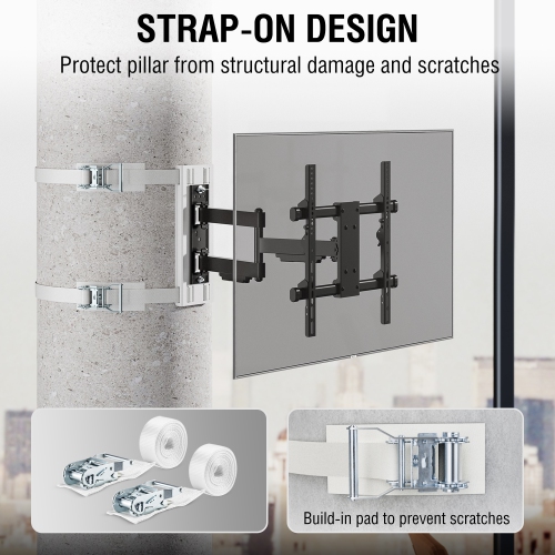 CondoMounts Full Motion LARGE Pillar TV Mount | Column TV Mount | Round & Square TV Post Mount | NO Drill | Holds 80lbs | Fits 32"-70" TVs | Fits