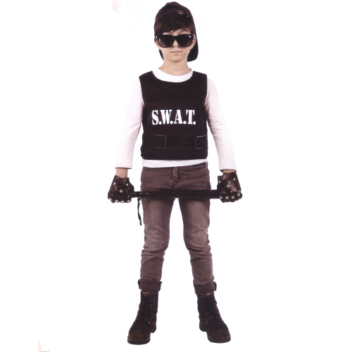 Black and White Swat Team Boy Child Halloween Costume - Medium