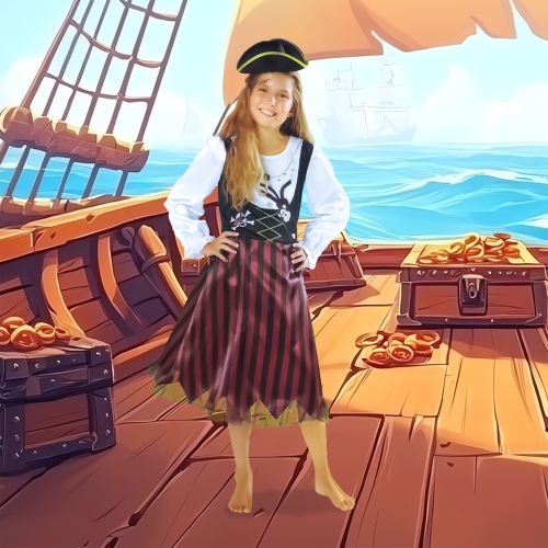 Red and Black Pirate Girl Child Halloween Costume - Medium