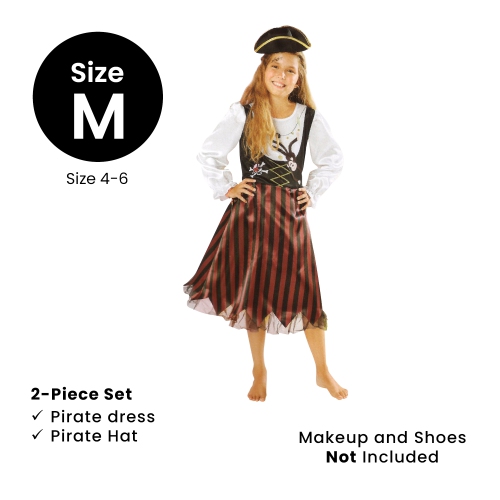 Red and Black Pirate Girl Child Halloween Costume - Medium