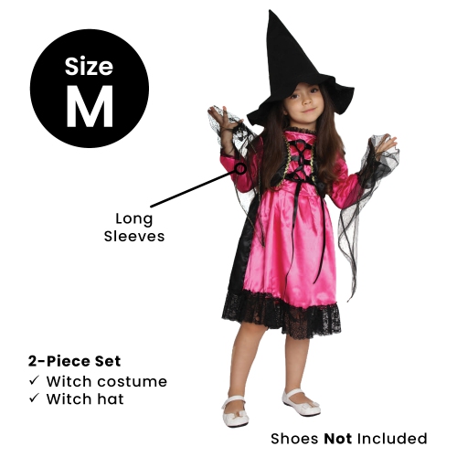 Girl's Witch Children's Halloween Costume - Medium - Black and Pink