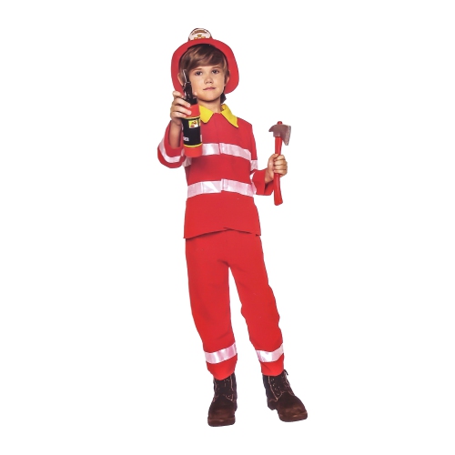 Costume d'Halloween rouge et blanc, garçon pompier, moyen