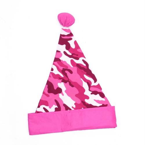 Chapeau de père Noël unisexe camouflage rose et blanc de 16 po pour adulte - taille unique