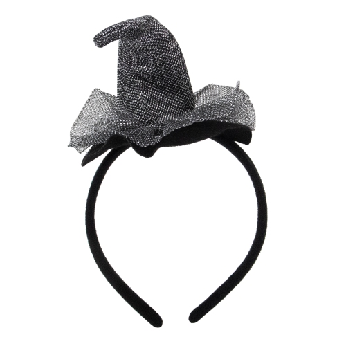 Gray Mesh Witch's Hat Halloween Headband Costume Accessory
