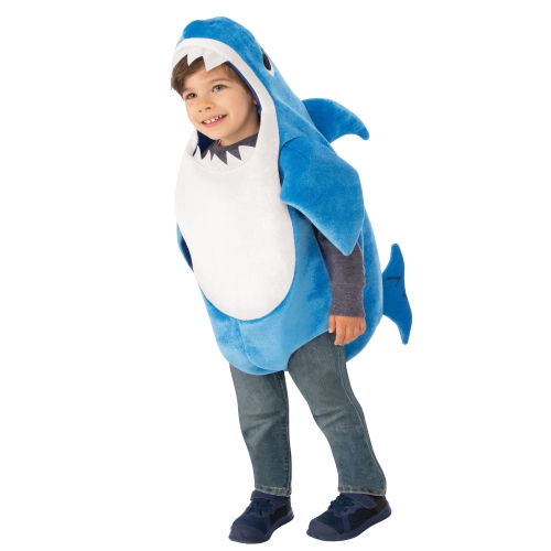 Blue and White Toddler Singing Daddy Shark Halloween Costume - 2T-4T