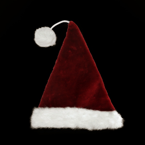 Red and White Pom Pom Santa Unisex Adult Christmas Hat Costume Accessory - One Size